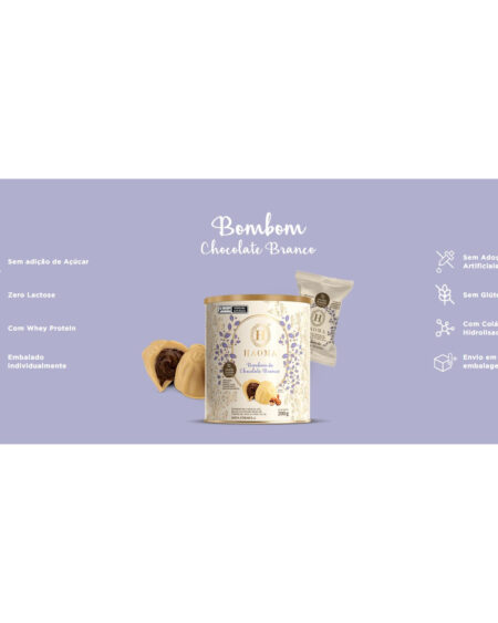 LATA BOMBOM CHOCOLATE BRANCO 200GR HAOMA
