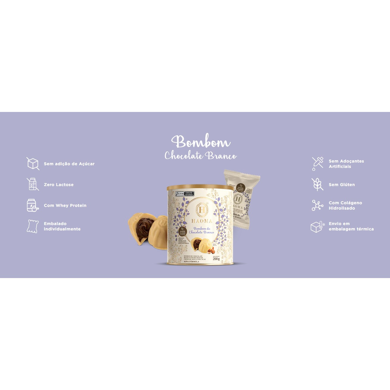 LATA BOMBOM CHOCOLATE BRANCO 200GR HAOMA