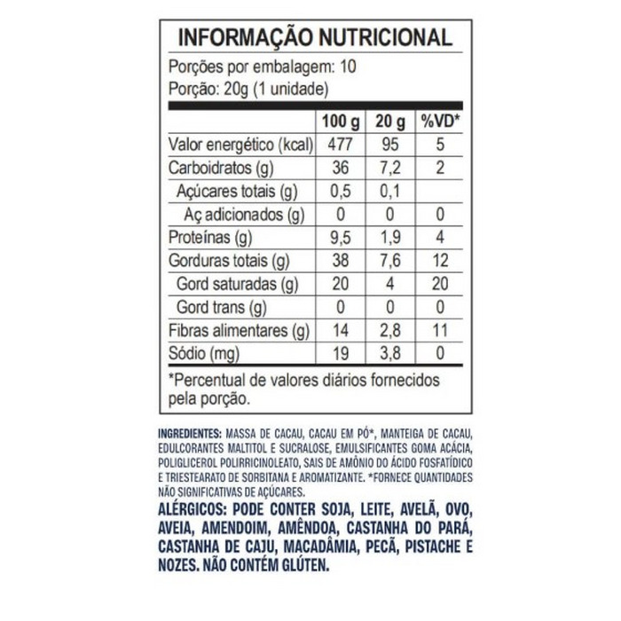 BARRA DE CHOCOLATE 20G CHOCOLATE 70% CACAU COM AVELA GOLDKO - Imagem 2