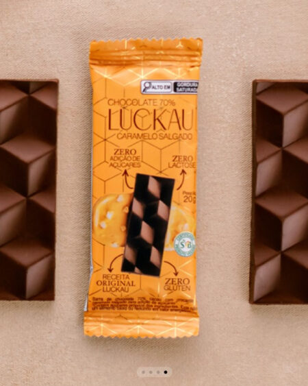 BARRA CHOCOLATE 70% COM CARAMELO SALGADO 20G LUCKAU
