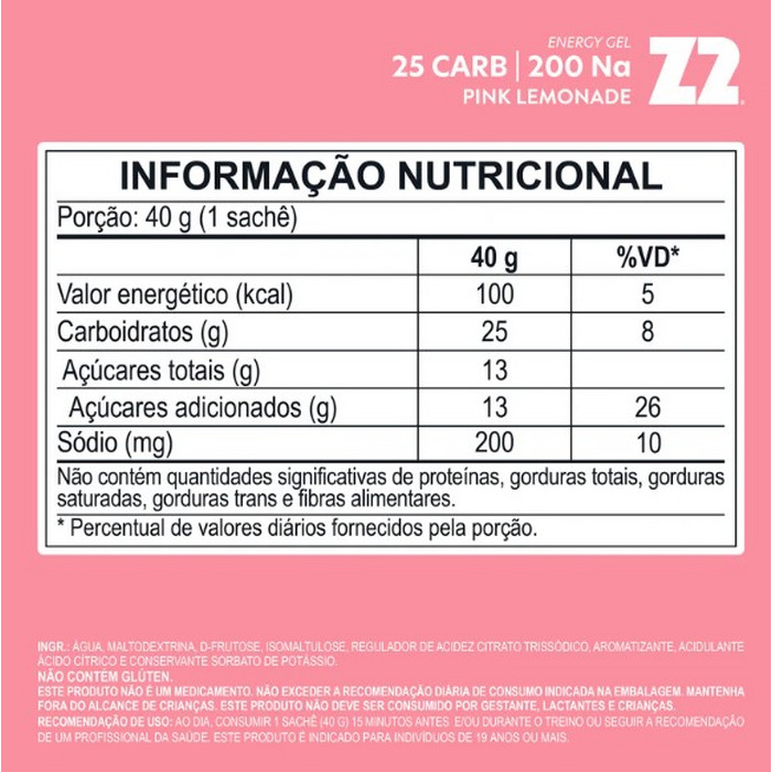 GEL NEW Z2 25CARB PINK LEMONADE Z2 FOODS - Imagem 2