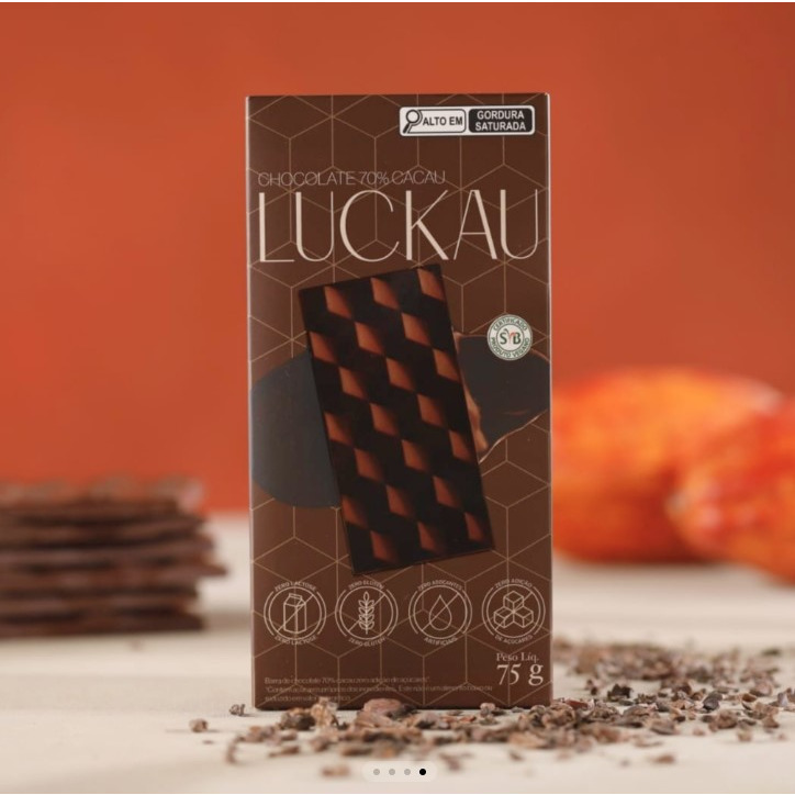 BARRA CHOCOLATE 70% CACAU 75G LUCKAU
