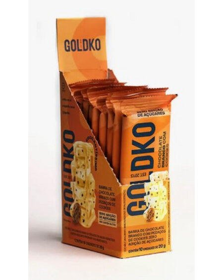 BARRA DE CHOCOLATE 20G CHOCOLATE BRANCO COOKIES  GOLDKO