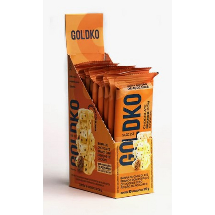 BARRA DE CHOCOLATE 20G CHOCOLATE BRANCO COOKIES GOLDKO