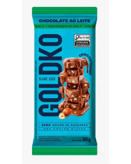 BARRA DE CHOCOLATE AO LEITE PEDACO AVELA 80G GOLDKO