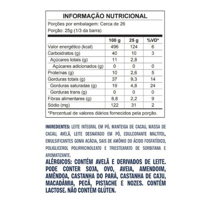 BARRA DE CHOCOLATE AO LEITE PEDACO AVELA 80G GOLDKO - Imagem 2