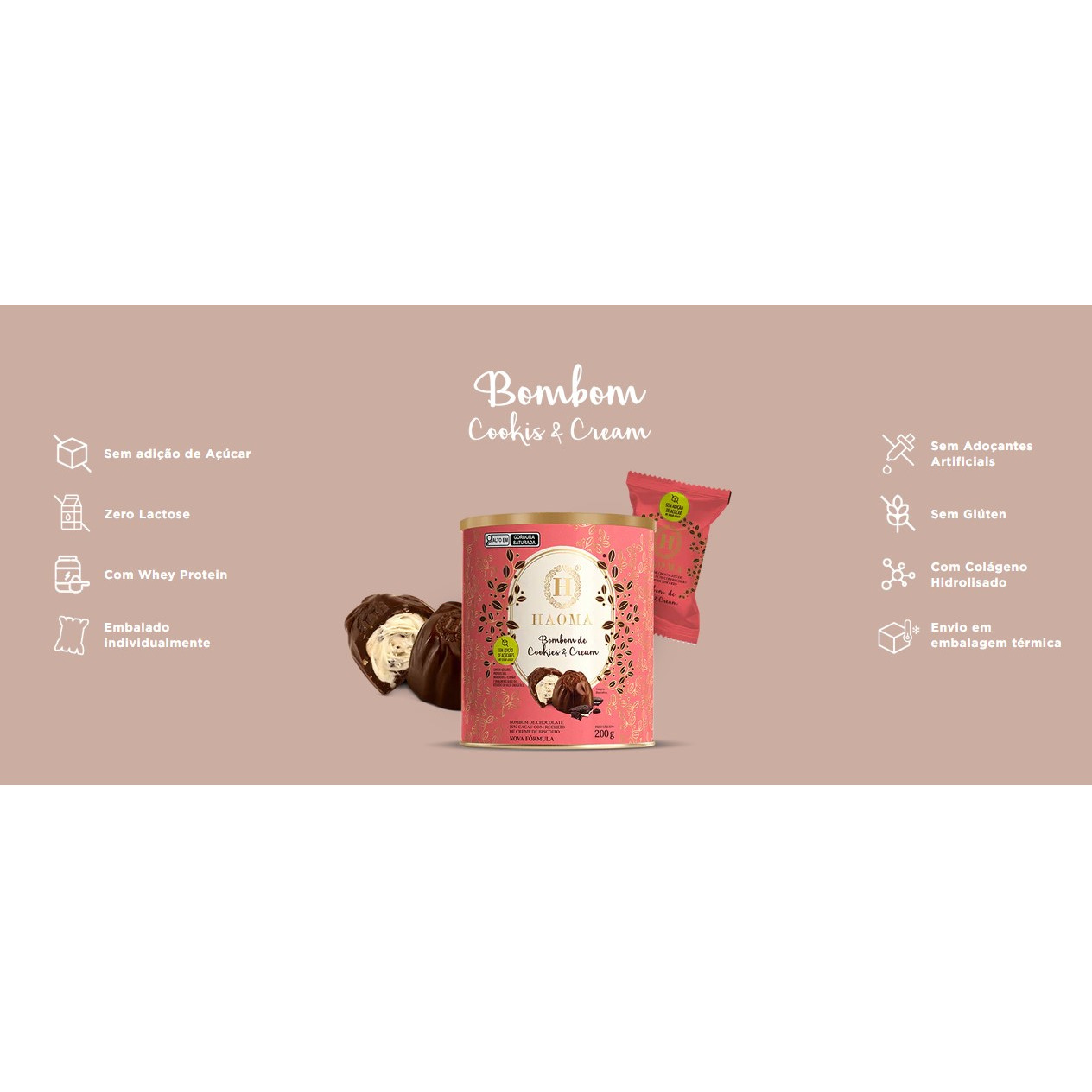 LATA BOMBOM COOKIES E CREAM 200GR HAOMA