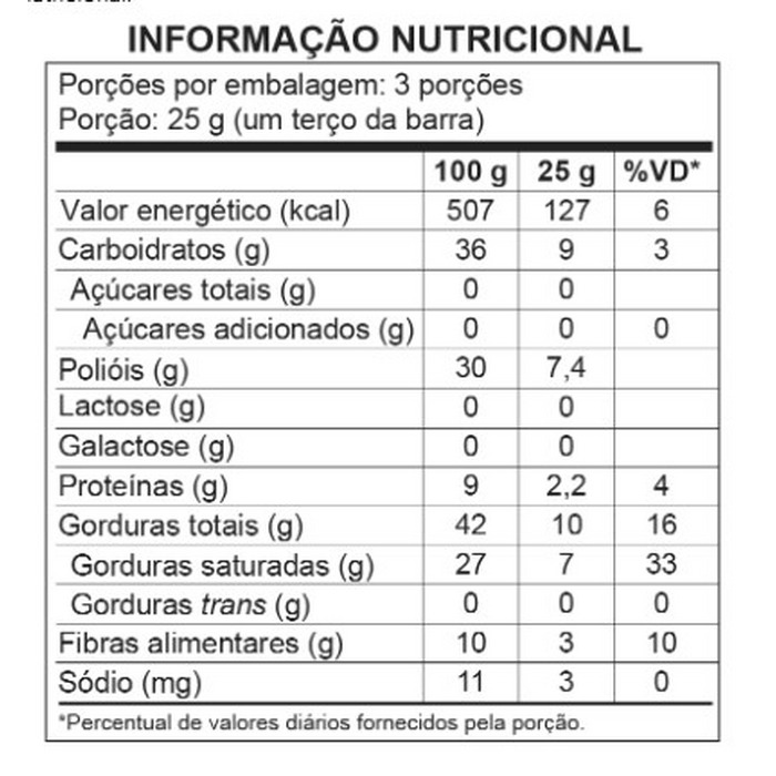BARRA CHOCOLATE 70% CACAU 75G LUCKAU - Imagem 2