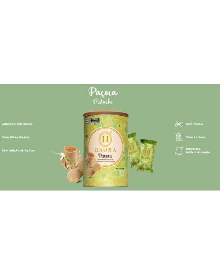 PACOCA PISTACHE C/ CHOC. BRANCO (STEVIA) - 225G LATA HAOMA