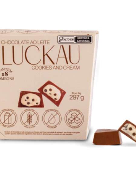 BOMBOM DE CHOCOLATE AO LEITE COOKIES E CREAM LUCKAU