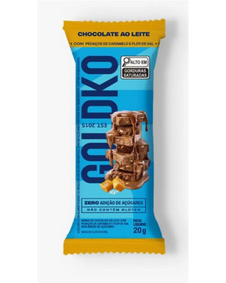 BARRA DE CHOCOLATE 20G CHOCOLATE AO LEITE COM CARAM. SALGADO GOLDKO