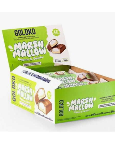 BARRA DE PROTEINA CHOCOLATE AO LEITE COM MARSHMALOW VEGANA 50G GOLDKO