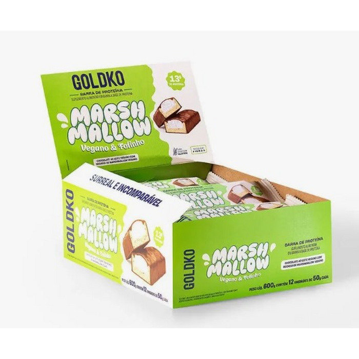 BARRA DE PROTEINA CHOCOLATE AO LEITE COM MARSHMALOW VEGANA 50G GOLDKO